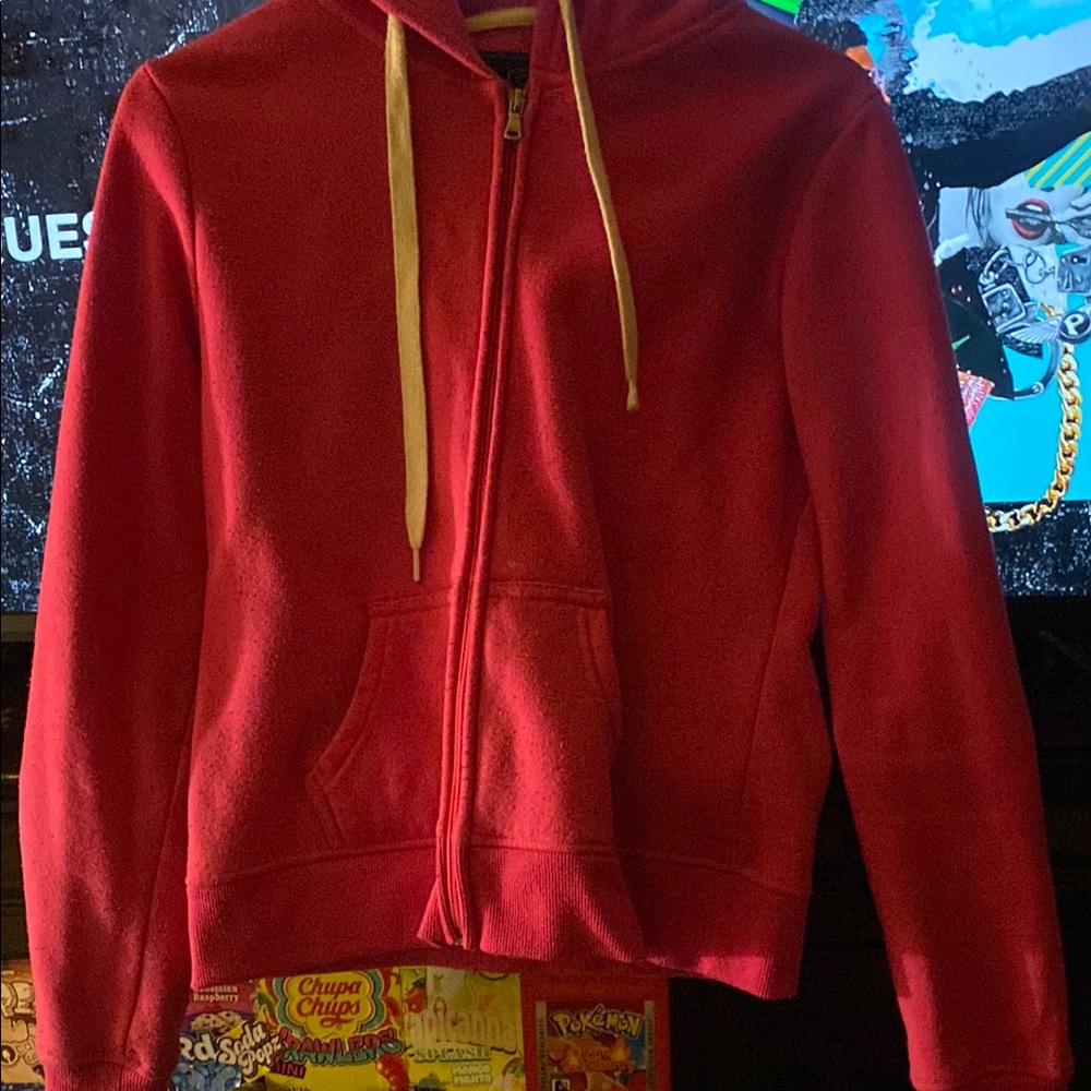 Pink Zip-Up Hoodie with Drawstrings
